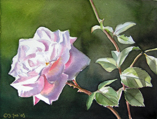 Rose New Dawn - Watercolor Flower Painting by Doris Joa