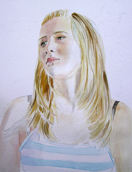 Girl in watercolor, work in progress