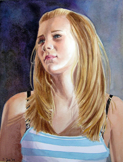 Blonde hair girl portrait painting watercolor - The difficult age of being a teenager