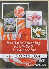 Paint realistic stunning flowers in watercolor with this Watercolor DVD by Doris Joa