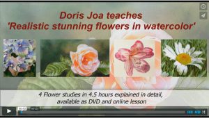 Watercolor-Online Lesson about how to paint realistic stunning flowers in watercolor