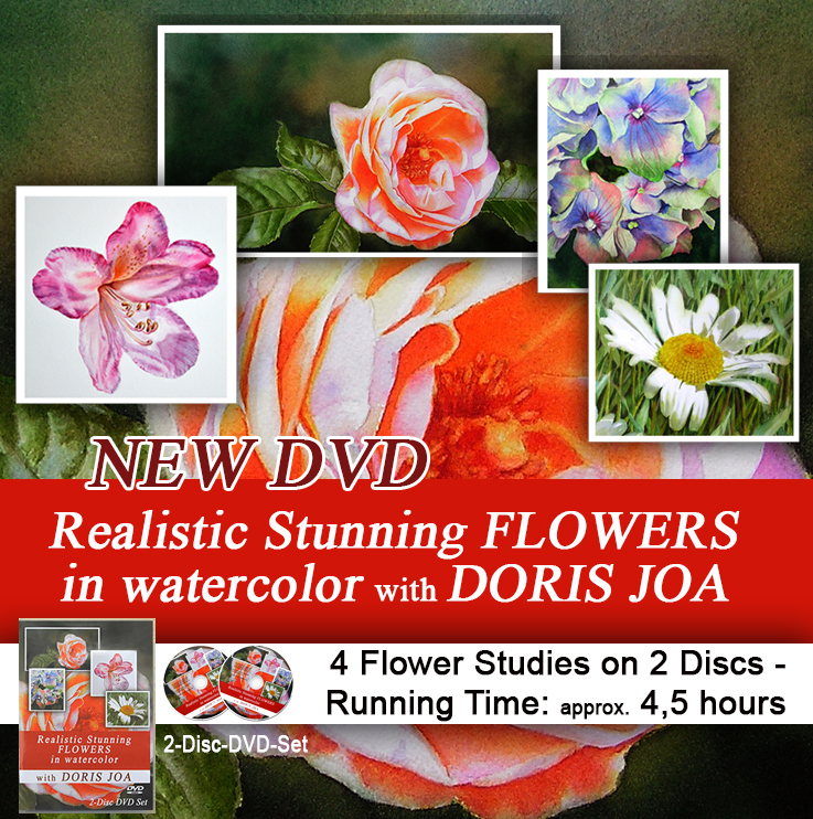 How to paint flowers with this new watercolor teaching dvd by Doris Joa