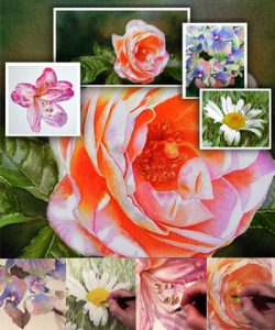 Online Lesson - How to paint realistic flowers in watercolor - view it online on video