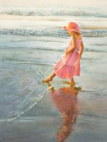 Will it be cold? Watercolor figurative painting by Doris Joa