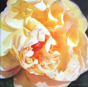 painted yellow rose in watercolor