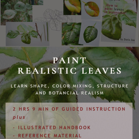 Learn in this masterclass how to paint realistic leaves in watercolor - masterclass by artist Doris Joa