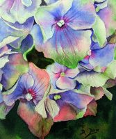 Video Online Lesson - learn to paint a blue hydrangea