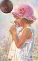 Miniature Painting in Watercolor - Flower Girl by Doris Joa