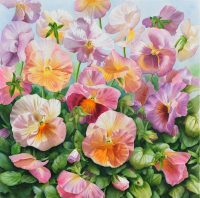 Watercolor Flowers - Pansies Flowers in Watercolor by Doris Joa