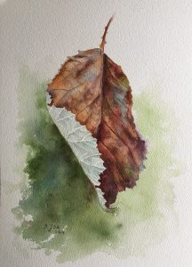Leaf Painting in watercolor