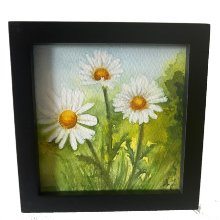 little floral poem painting - collect small treasures - daisies painting in watercolor