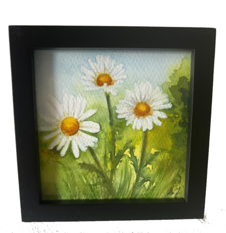 little floral poem painting - collect small treasures - daisies painting in watercolor