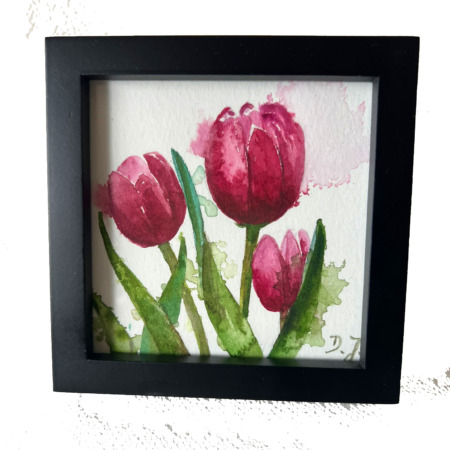 small floral painting in watercolor - small treasure - giftideas by artist Doris Joa