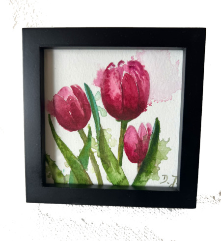 small floral painting in watercolor - small treasure - giftideas by artist Doris Joa