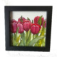 tulips painting in watercolor - small treasure - collect little paintings in black frame
