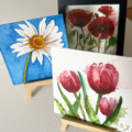 Small treasures framed - little floral paintings in watercolor by artist Doris Joa