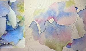 Watch painting small hydrangea petals in watercolor