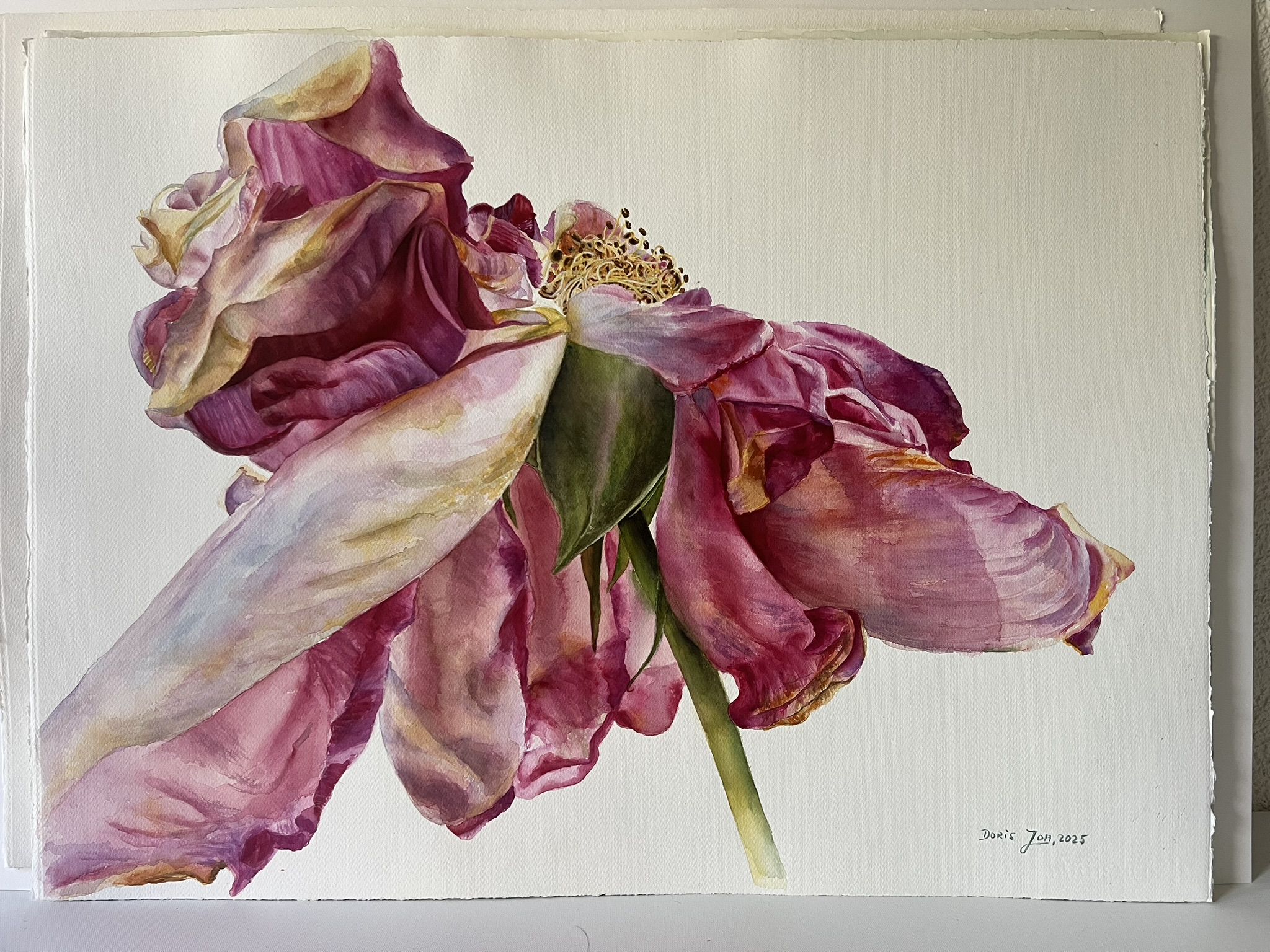 The Last Dance of a Rose – Large Original Watercolor Painting - Image 3