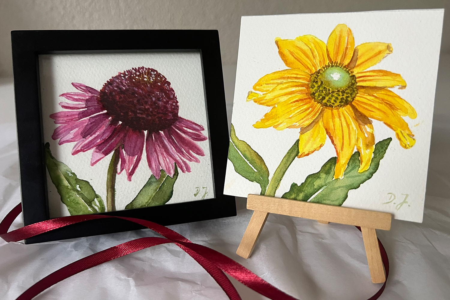 Little Floral Poems original watercolor paintings by Doris Joa