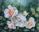 A Quiet Summer Moment, original watercolor of pale roses and two ladybirds by Doris Joa